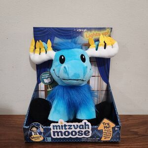 Mensch Pets Hanukkah Mitzvah Moose Plush Book Light Up Menorah Candle Antlers